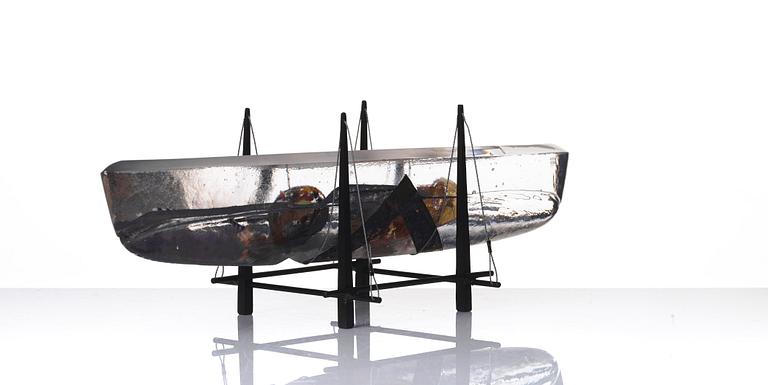 Bertil Vallien, a unique "Voyage XXV" cast glass sculpture, Kosta Boda, Sweden 2019.