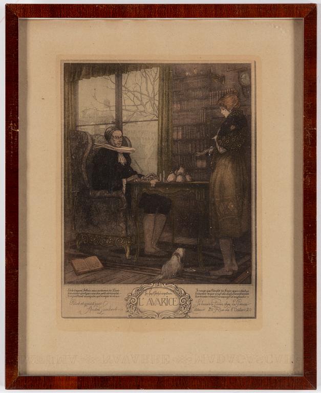 ANDRÉ LAMBERT, färgetsningar, 8 st.