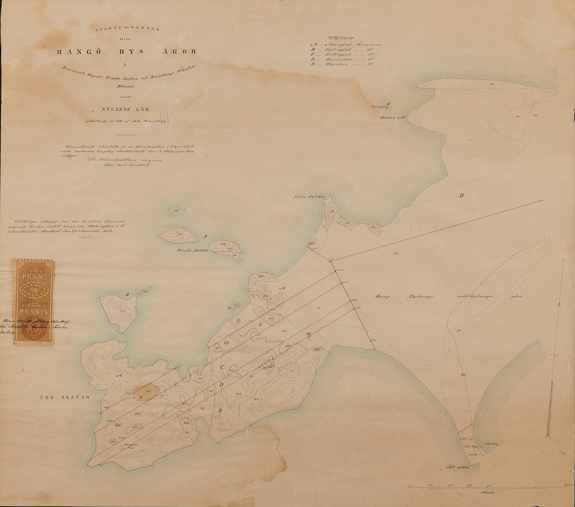 KARTA ÖVER HANGÖ, 1873.