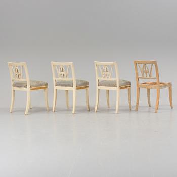 A set of four early 1800s chairs.