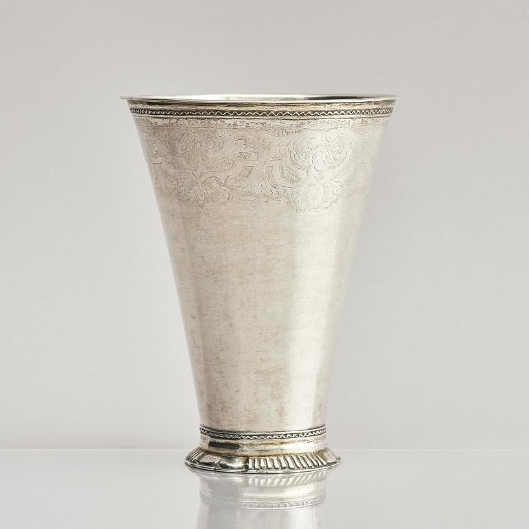 A Swedish 18th century parcel-gilt silver beaker, mark of Christoffer Wasserman, Lindesberg (1734-1770).
