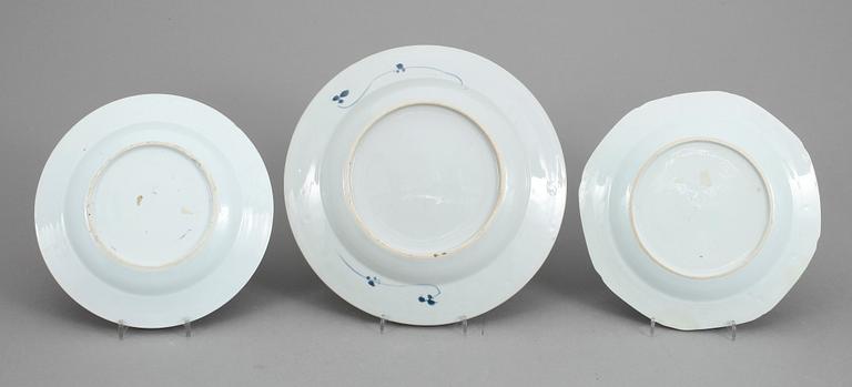 TALLRIKAR, 3 st, porslin, 1700-1800-tal.