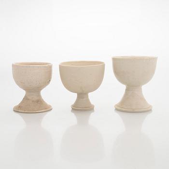 Kyllikki Salmenhaara, A set of three stoneware goblets, signed KS.