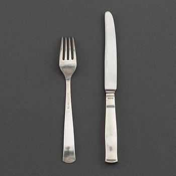 Jacob Ängman, 24 'Rosenholm' silver cutlery.  Eskilstuna and Stockholm 1968-89.