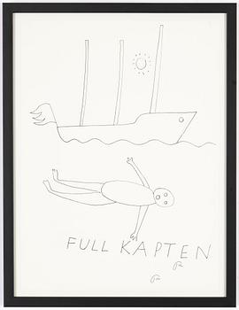 Roger Risberg, indian ink drawing, signed. Executed in 2008.