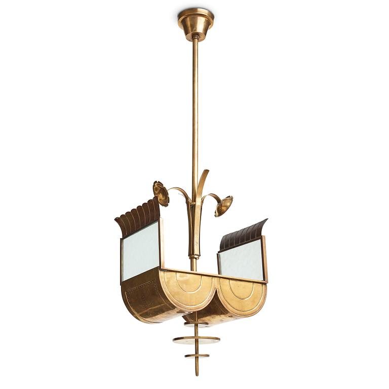 SWEDISH GRACE, a brass ceiling light, 1920's-30's.