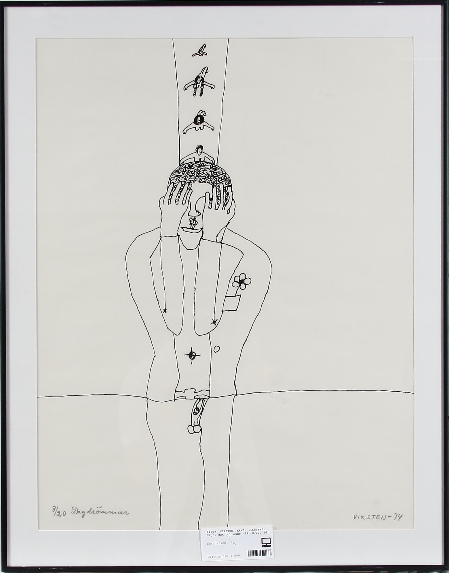 VIKSTEN, HANS, litografi. Sign, dat och numr -74, 8/20.