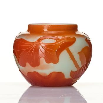 Emile Gallé, a "firepolished" cameo glass vase, Nancy, France, dated 1900.