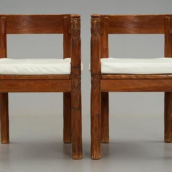 BRÖDERNA ERIKSSON (The Eriksson brothers), attributed to, a pair of stained and carved chairs, Arvika, Art Nouveau,