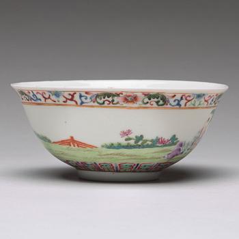 A Chinese famille rose 'boys' bowl, presumably Republic, with Xuantongs mark.