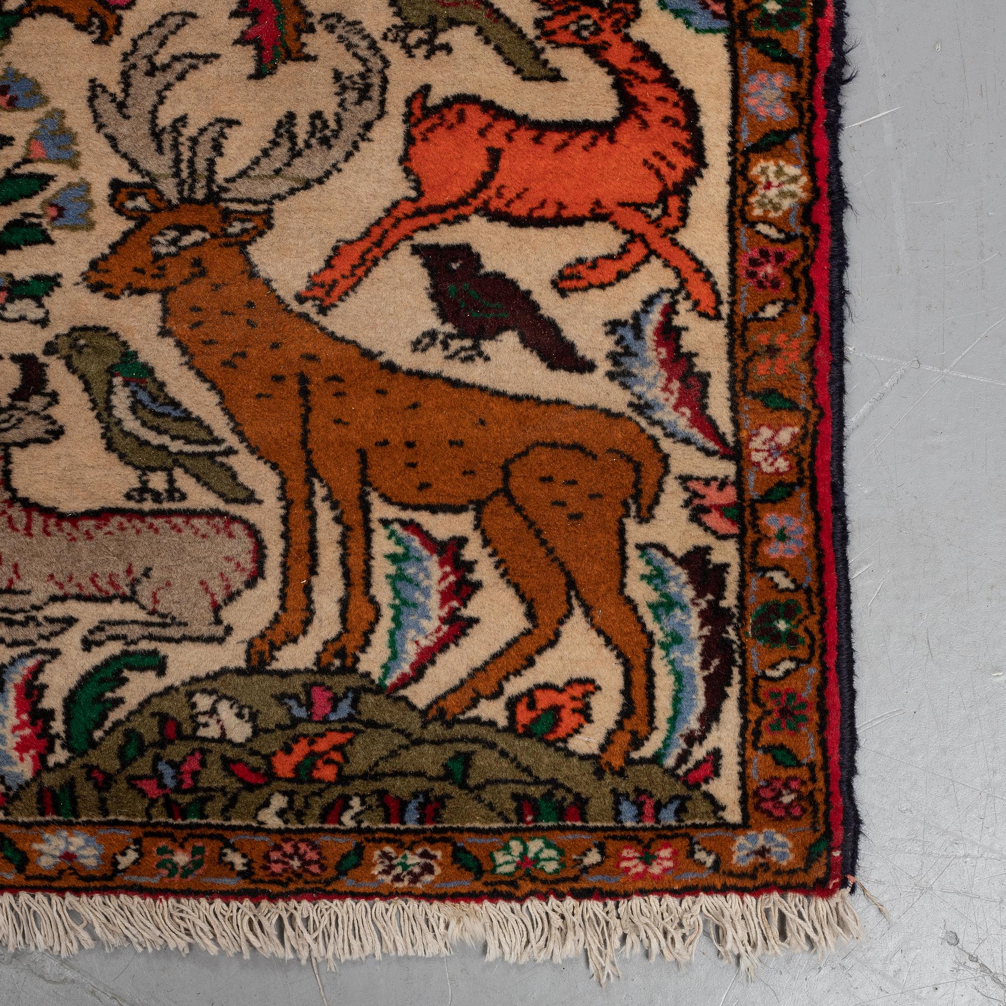 A rug, Old Persian figural, ca 190 x 82 cm.