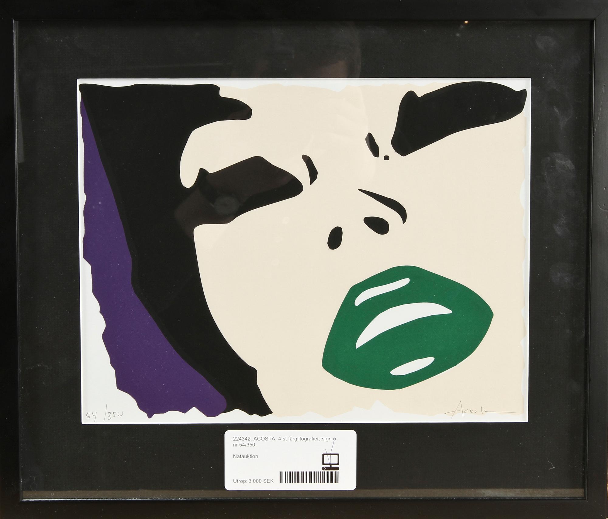 JOHNNY ACOSTA, färglitografier, 4 st, sign o numr 54/350.