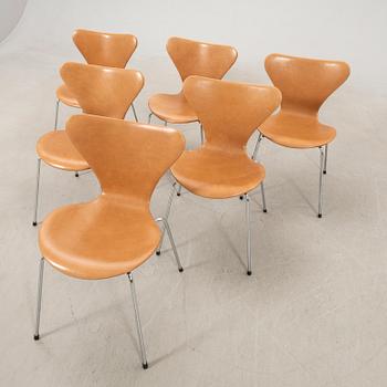 Arne Jacobsen, chairs 6 pcs, "The Seven" for Fritz Hansen Denmark.