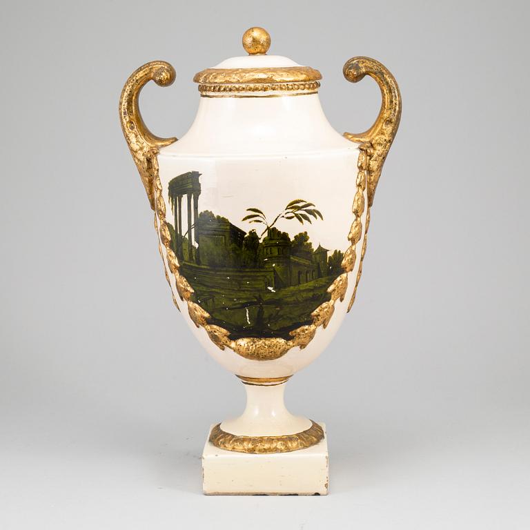 A Swedish cream ware vase with cover, circa 1800.