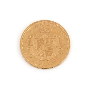 GULDMYNT, 20 kronor, Oscar II av Sverige och Norge, 1901.