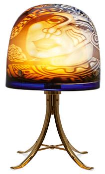 An Eva Englund graal glass table lamp, Orrefors 1988.