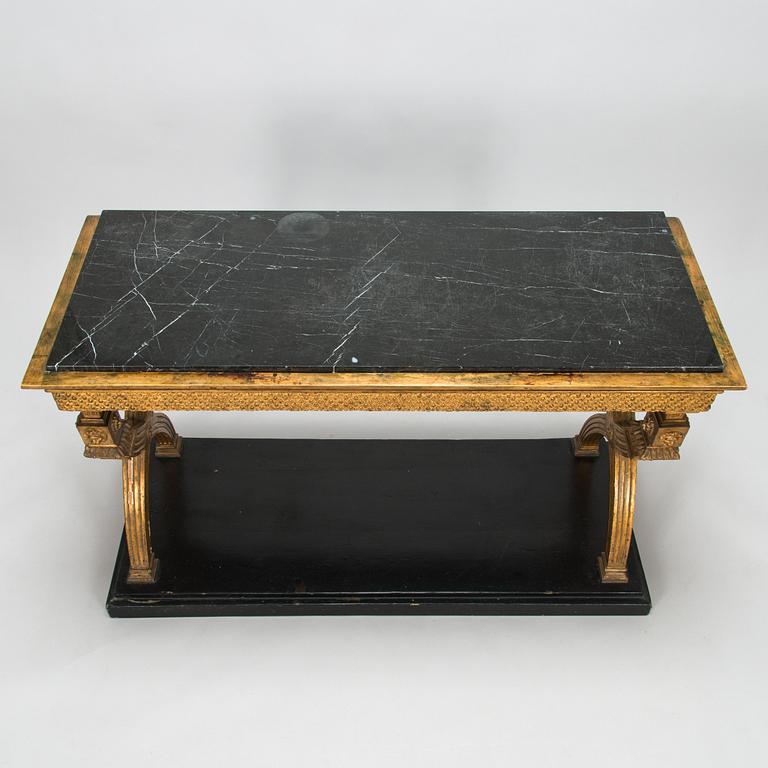 A late Gustavian bronzed console table from circa 1800.