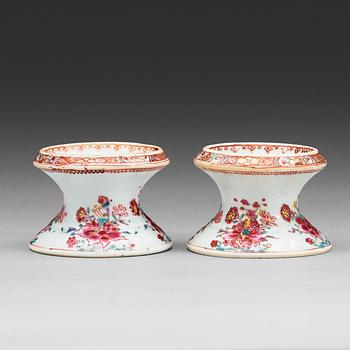 A pair of famille rose salts, Qing dynasty, Qianlong (1736-95).