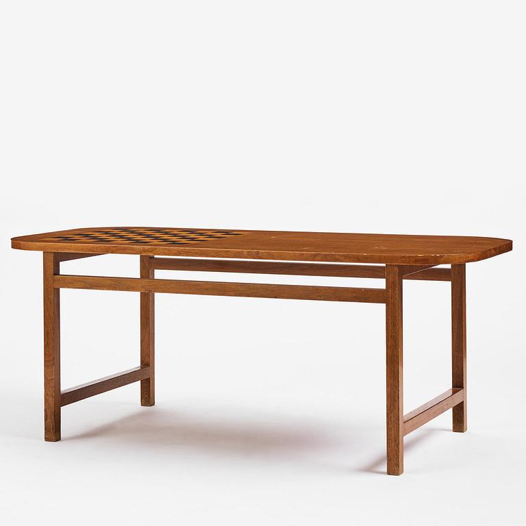 Josef Frank, a mahogany table with inlaid chessboard model "B 552", Firma Svenskt Tenn, 1940s-50s.
