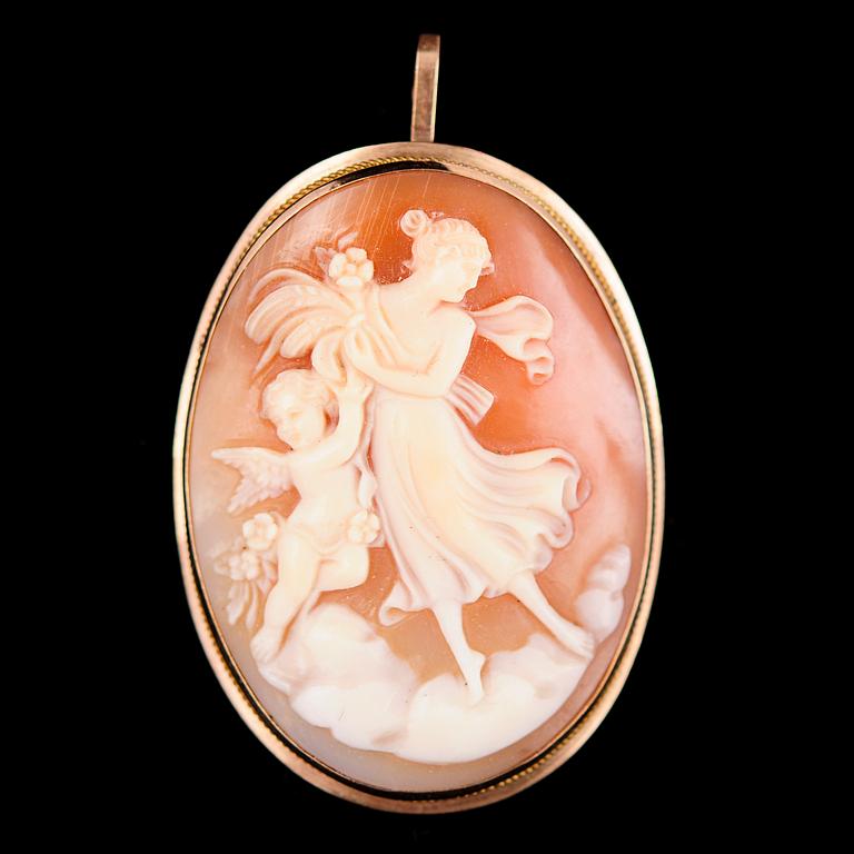 HÄNGE, guldram, med kamé.