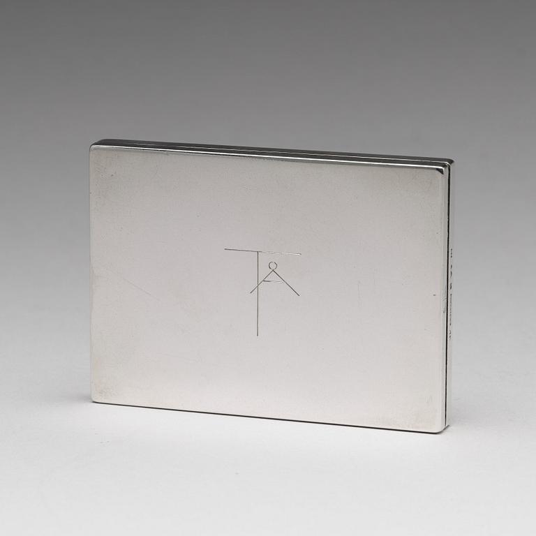 Wiwen Nilsson, a silver set with a pair of candlesticks and a cigarette case, Lund Sweden 1927-38.