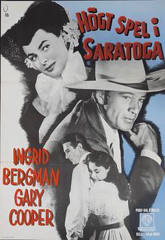 Gösta Åberg, a vintage movie poster, 'Högt spel i Saratoga (Saratoga Trunk)', 1946.