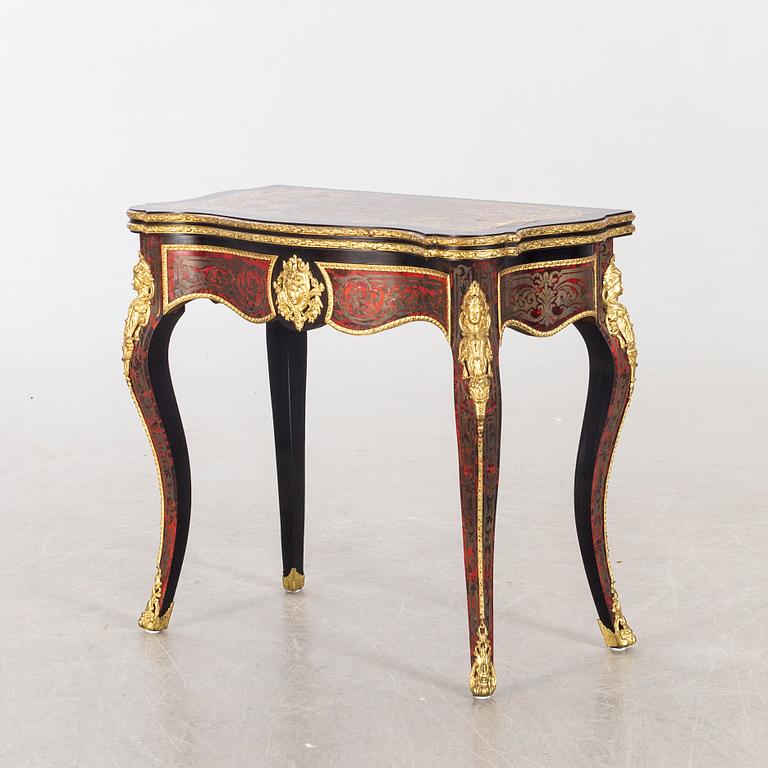A late 20th century card table in Boulle-style.