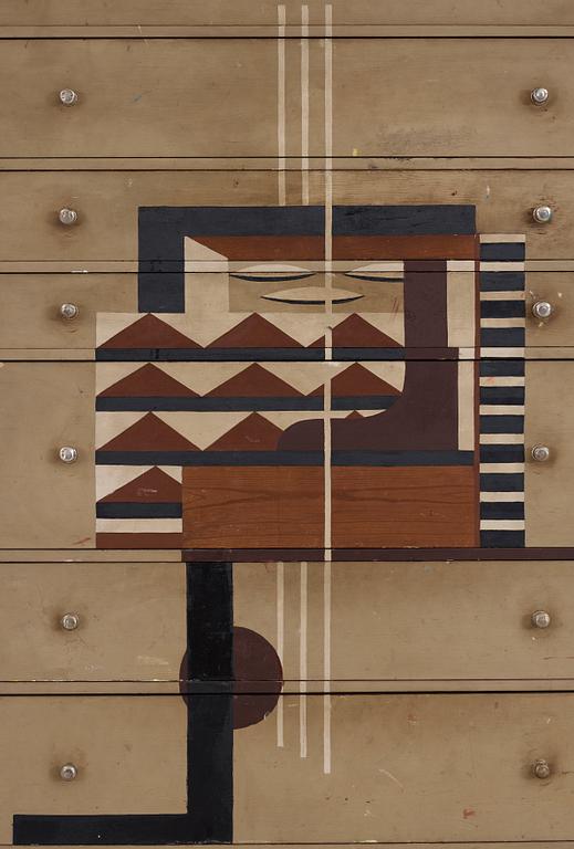 Ingegerd Torhamn, a modernist painted and decorated chest of drawers, Sweden ca 1930.