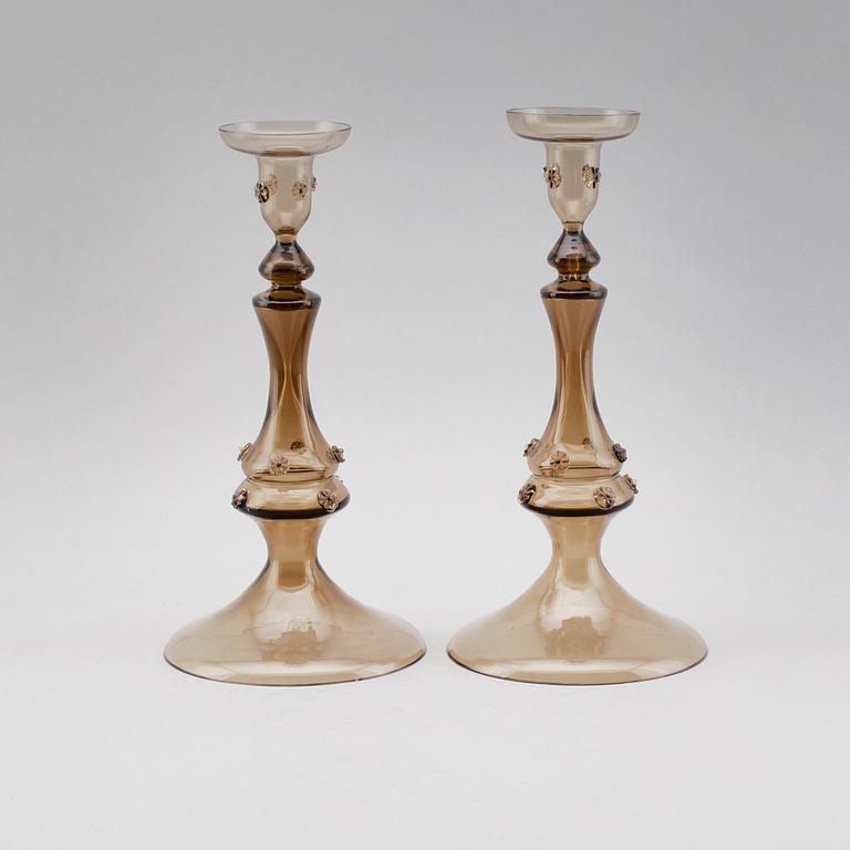 LJUSSTAKAR, 1 par, glas, 1900-talets första hälft.