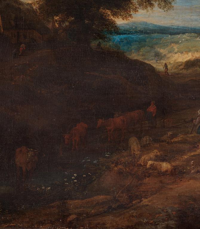 Pastoral landscape with shepherds.