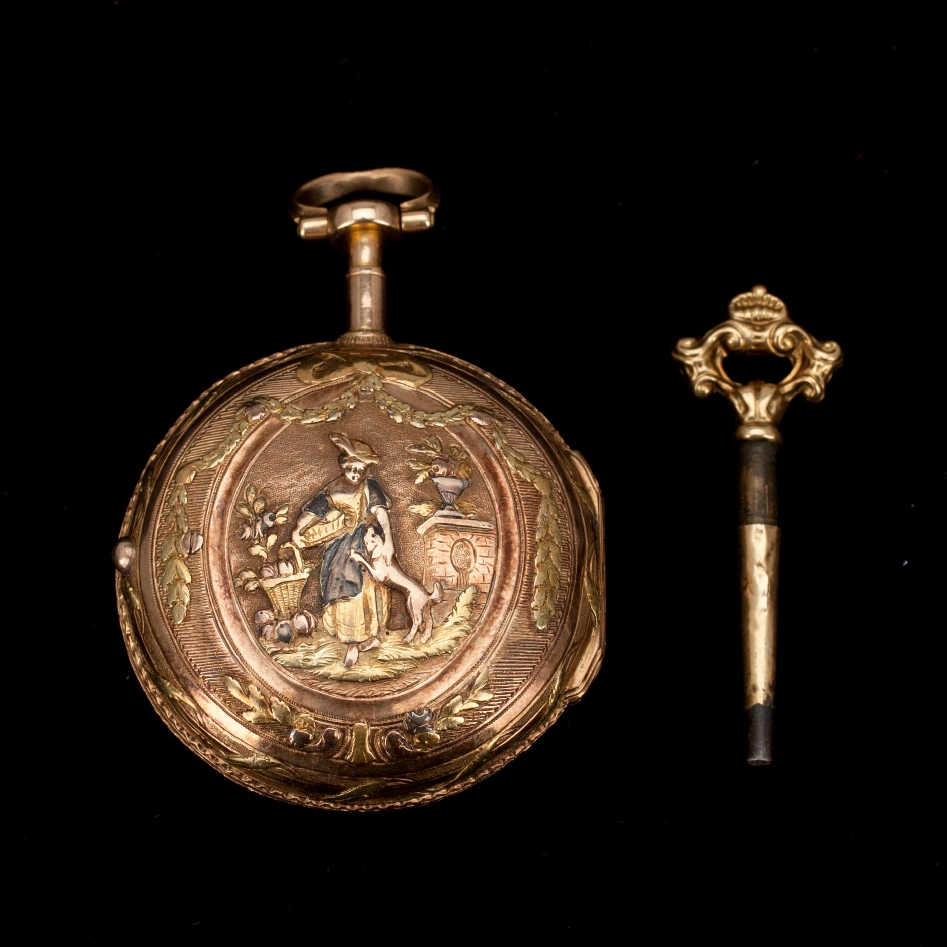 FICKUR, Le Noir, Paris 3-färgsguld, kring sekelskiftet 17/1800.