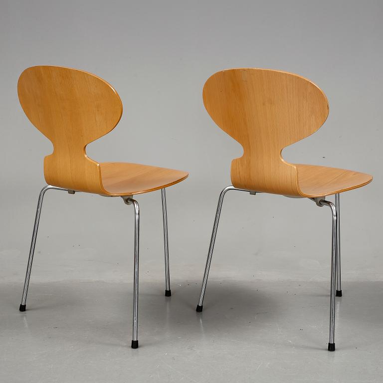 STOLAR, 6 stycken, "Myran", Arne Jacobsen, Fritz Hansen, 1900-talets fjärde kvartal.