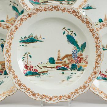 A famille rose dinner service, Qing dynasty, Qianlong (1736-95). (76 pieces).