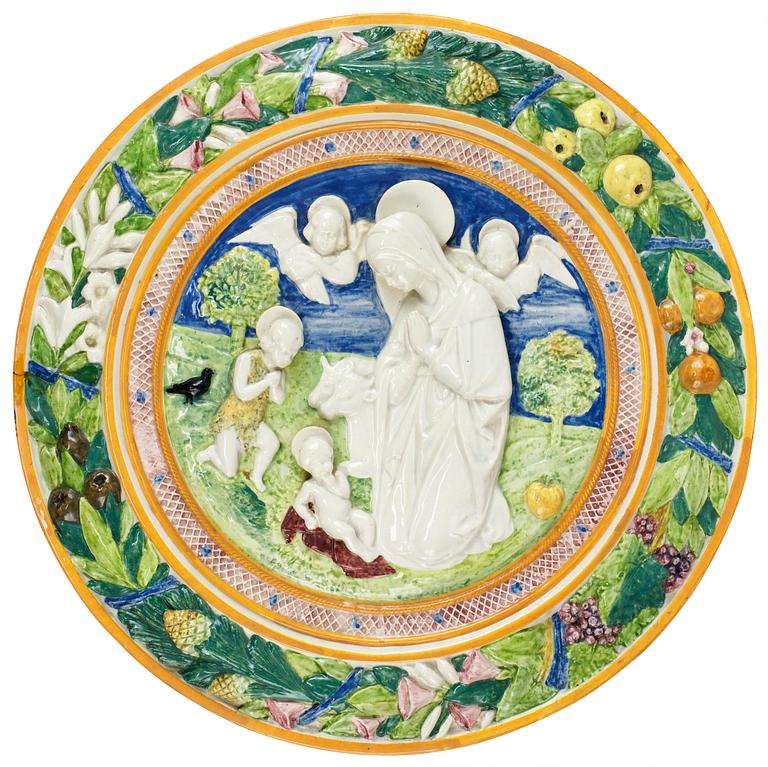 An Italian 20th cent majolica plaqette.