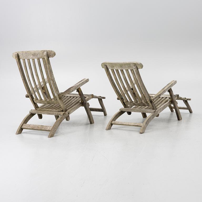 Deck chairs, a pair, circa 2000.