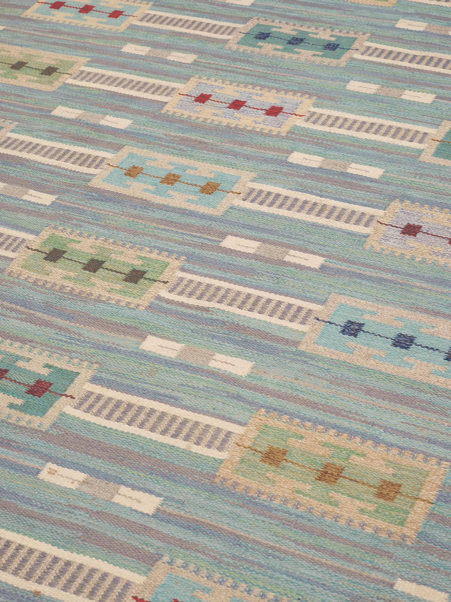 RUG. Flat weave. 219,5 x 176 cm. Sweden 1940's-50's.
