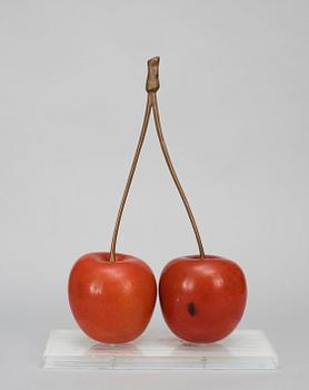 A Hans Hedberg faience and bronze sculpture of cherries, Biot, France.