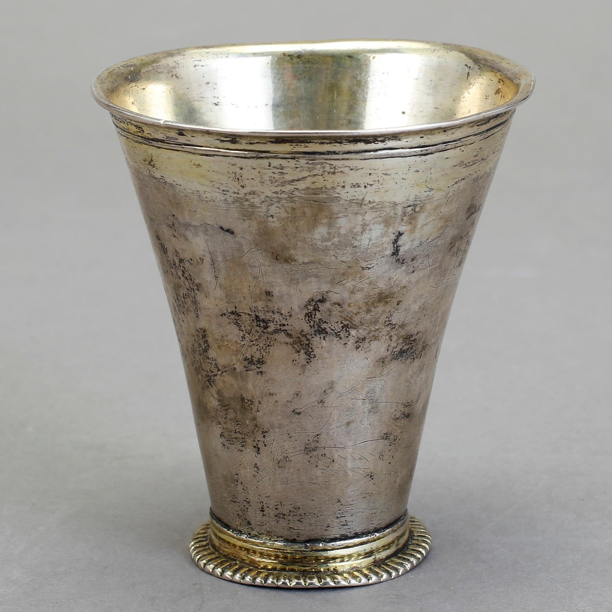 BÄGARE, silver, okänd mästare, Sverige, 1762. Vikt ca 78g.