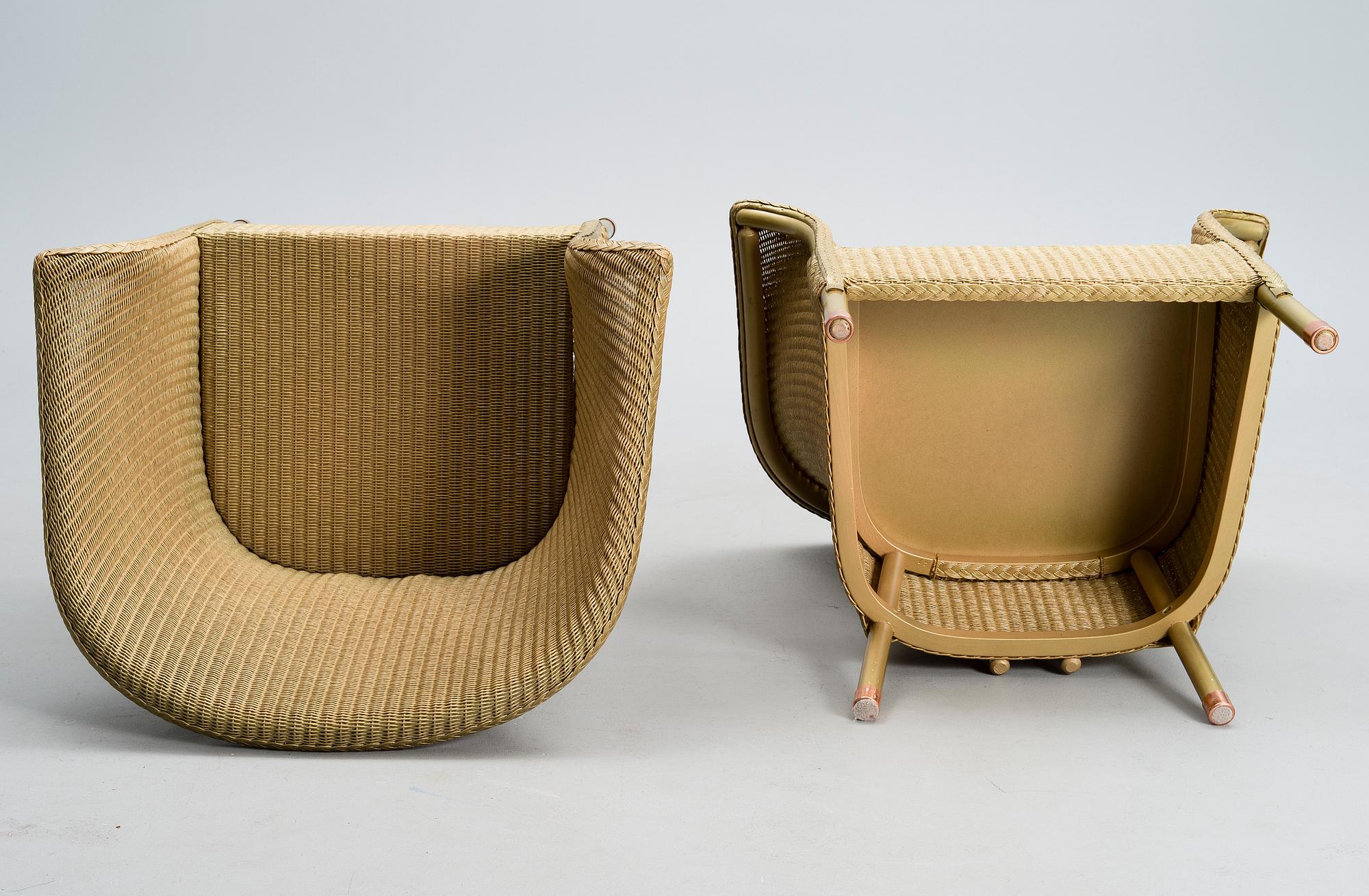 A PAIR OF ARM CHAIRS, Lloyd Loom, Spalding, England, turn of the 21st century.