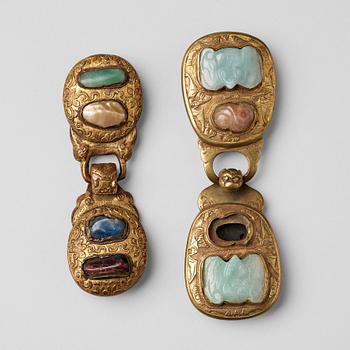 502. Two gilt copper alloy belt hooks, Qing dynasty, 18/19th Century.