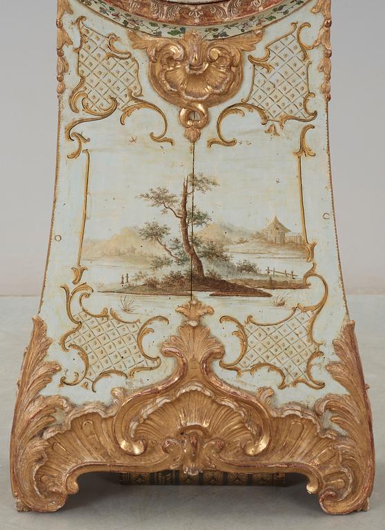 A Swedish Rococo 18th century longcase clock by N Berg, master 1751.