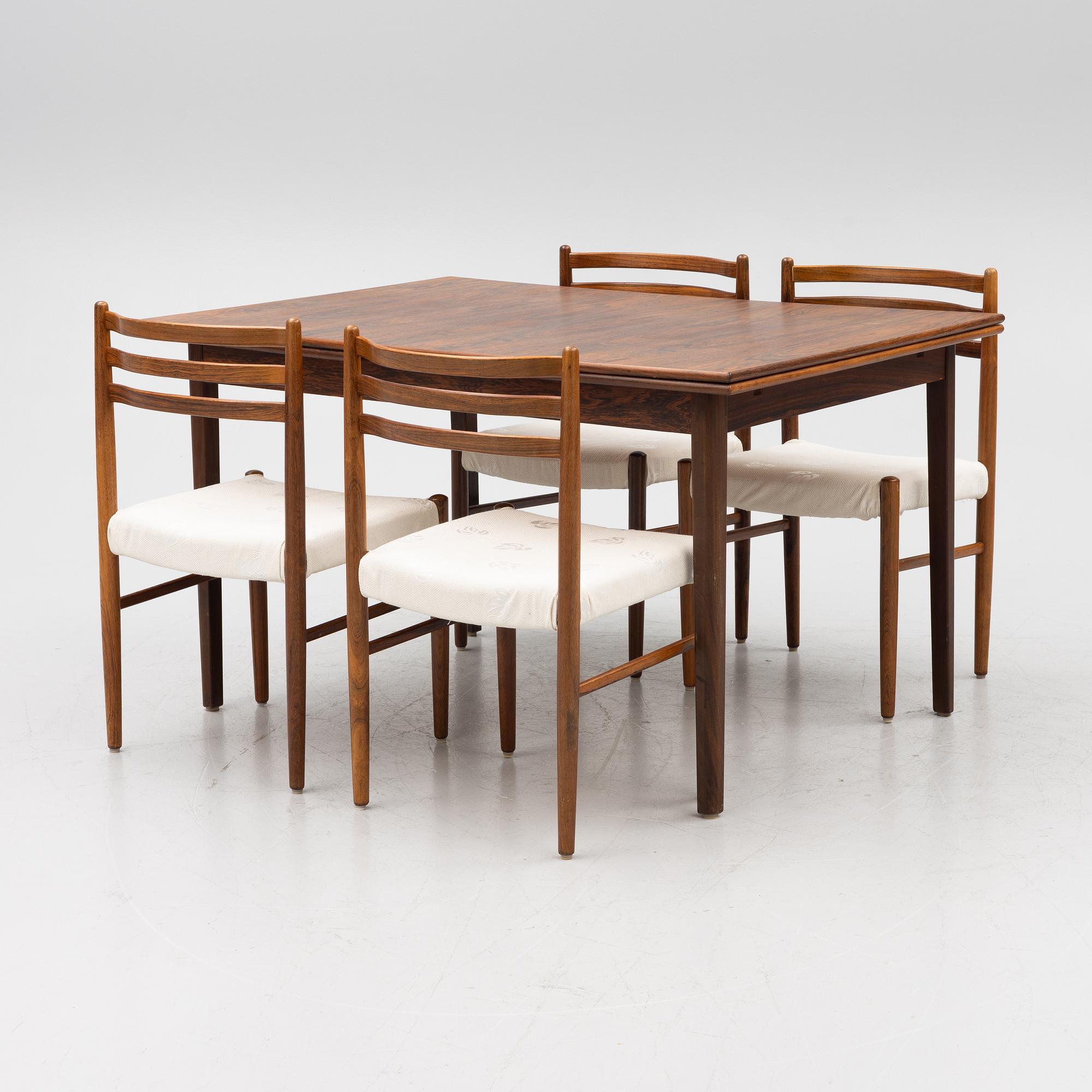 A 'Ladoga' dining table and four 'Mustang' chairs, IKEA, 1960s.