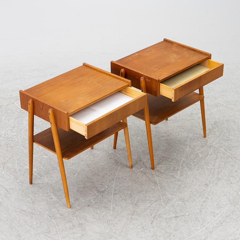 Bedside tables, a pair, AB Carlström & Co Furniture Factory, 1950s/60s.
