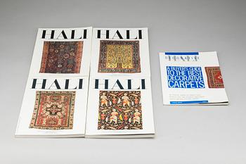 KATALOGER, 5 st, 4+1, "HALI The International magazine of Fine Carpets and Textiles". 1987. Samt Hali Decorative.