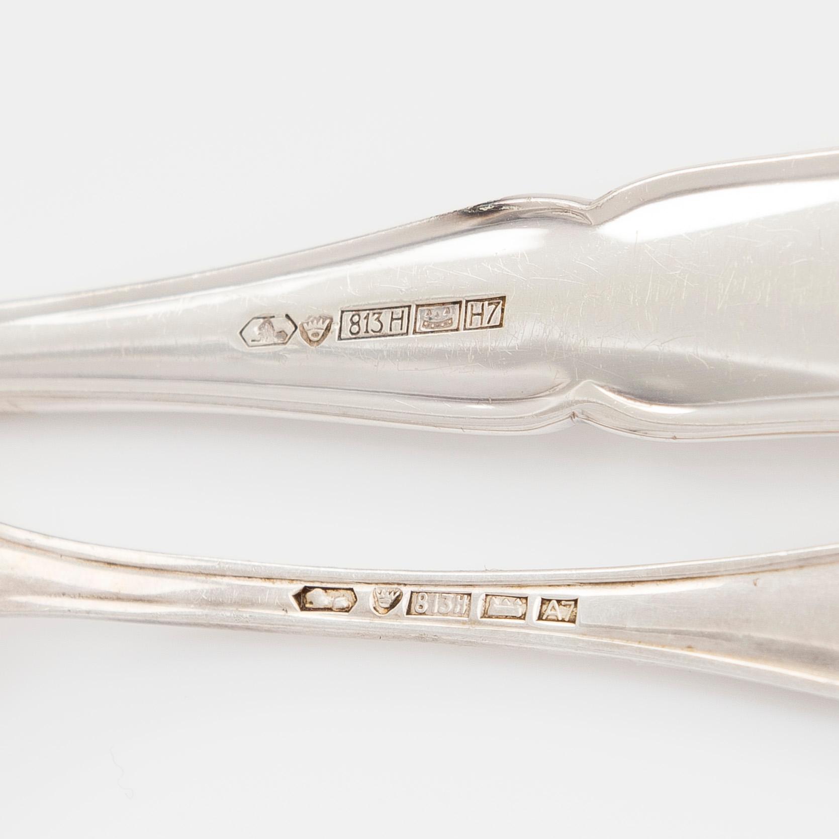 A 42-piece set of 'Chippendale' silver cutlery, Turku and Hämeenlinna 1953-76.