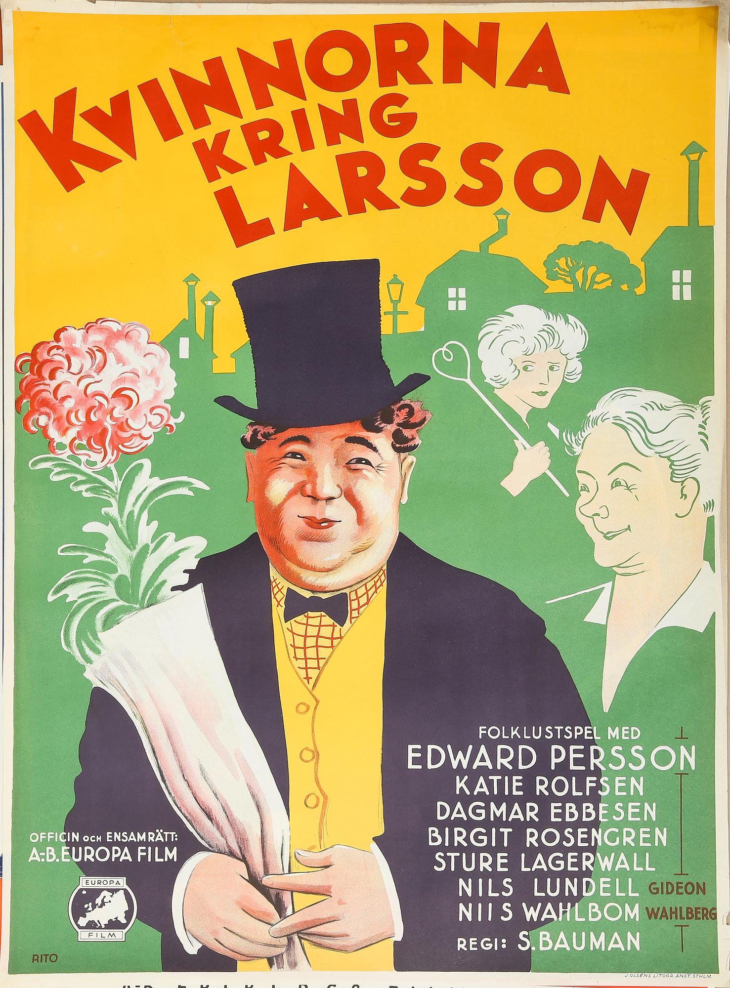 FILMAFFISCH, litografiskt tryck, "Kvinnorna kring Larsson", 1934.