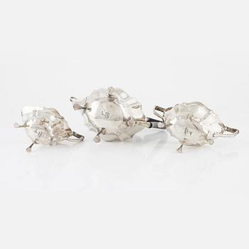 Walker & Hall, kaffeservis, 3 delar, silver, Sheffield 1914-18.
