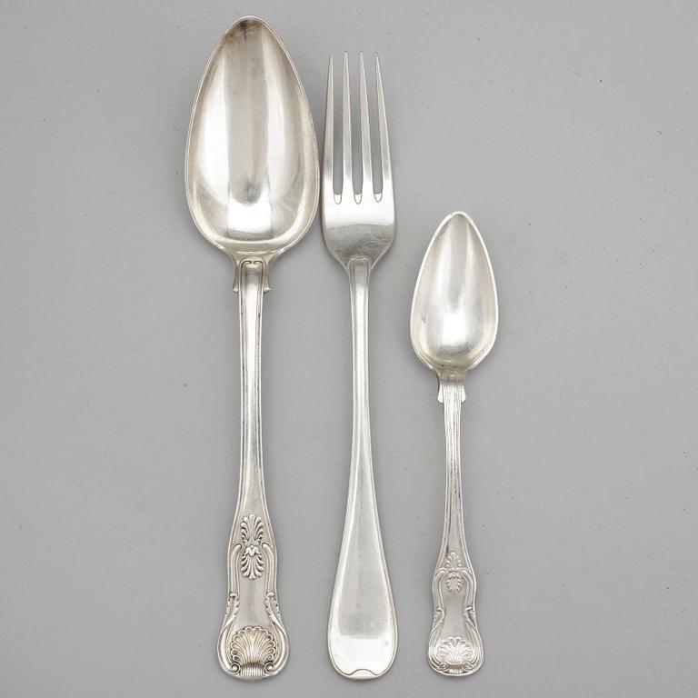 BESTICK, 18 delar, silver, bl.a. Kjellberg, Västerås, 1873. Vikt 629 gram.