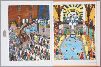 MARIKA LANG, 5 st färglitografier i mappen "Flärd", signerade och numrerade 156/290.