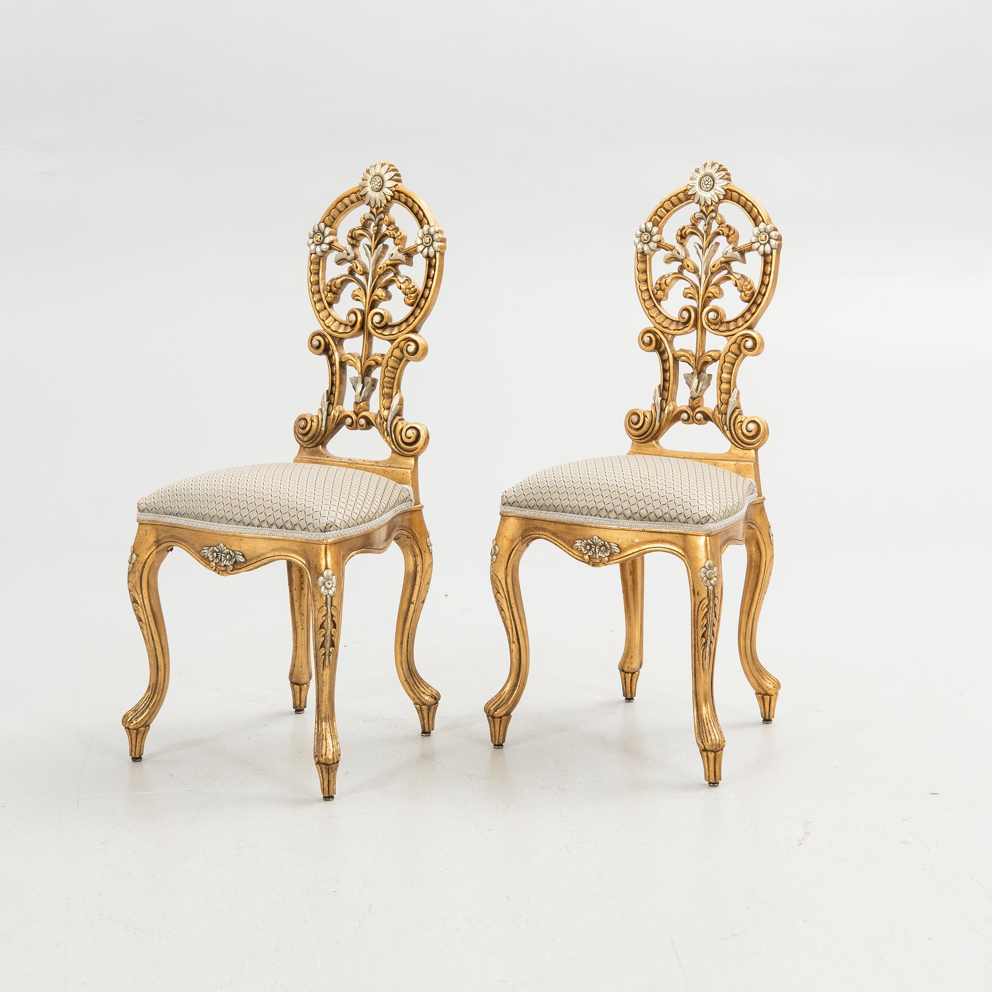 Chairs, 1 pair, Rococo style, first half of the 20th century.
